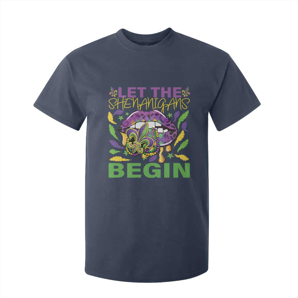 Mardi Gras T Shirt For Kid Let The Shenanigans Begin Leopard Lips TS09 Navy Print Your Wear