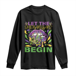 Mardi Gras Long Sleeve Shirt Let The Shenanigans Begin Leopard Lips TS09 Black Print Your Wear