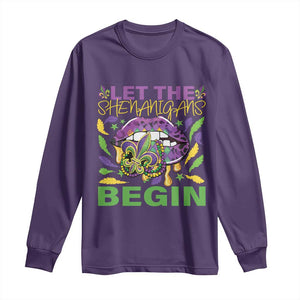 Mardi Gras Long Sleeve Shirt Let The Shenanigans Begin Leopard Lips TS09 Purple Print Your Wear