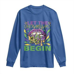 Mardi Gras Long Sleeve Shirt Let The Shenanigans Begin Leopard Lips TS09 Royal Blue Print Your Wear