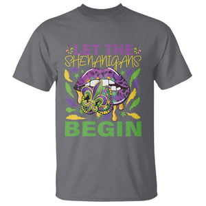 Mardi Gras T Shirt Let The Shenanigans Begin Leopard Lips TS09 Charcoal Printyourwear