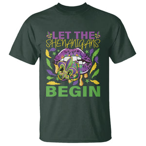 Mardi Gras T Shirt Let The Shenanigans Begin Leopard Lips TS09 Dark Forest Green Printyourwear