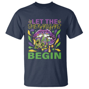 Mardi Gras T Shirt Let The Shenanigans Begin Leopard Lips TS09 Navy Printyourwear