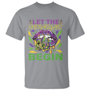 Mardi Gras T Shirt Let The Shenanigans Begin Leopard Lips TS09 Sport Gray Printyourwear