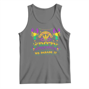 Mardi Gras Tank Top We Don't Hide The Crazy We Parade It Down The Street TS09 Black Heather Print Your Wear