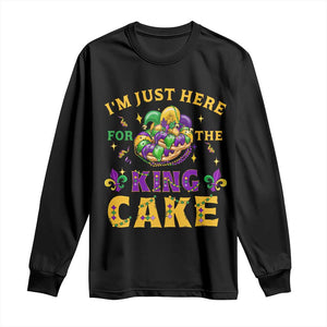 Funny Mardi Gras Long Sleeve Shirt I'm Just Here For The King Cake TS09 Black Print Your Wear