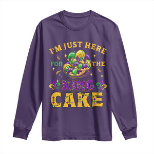 Funny Mardi Gras Long Sleeve Shirt I'm Just Here For The King Cake TS09 Purple Print Your Wear