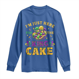 Funny Mardi Gras Long Sleeve Shirt I'm Just Here For The King Cake TS09 Royal Blue Print Your Wear