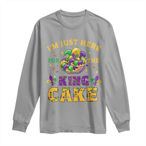 Funny Mardi Gras Long Sleeve Shirt I'm Just Here For The King Cake TS09 Sport Gray Print Your Wear