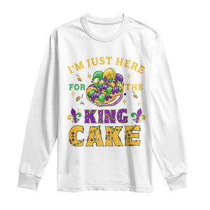 Funny Mardi Gras Long Sleeve Shirt I'm Just Here For The King Cake TS09 White Print Your Wear