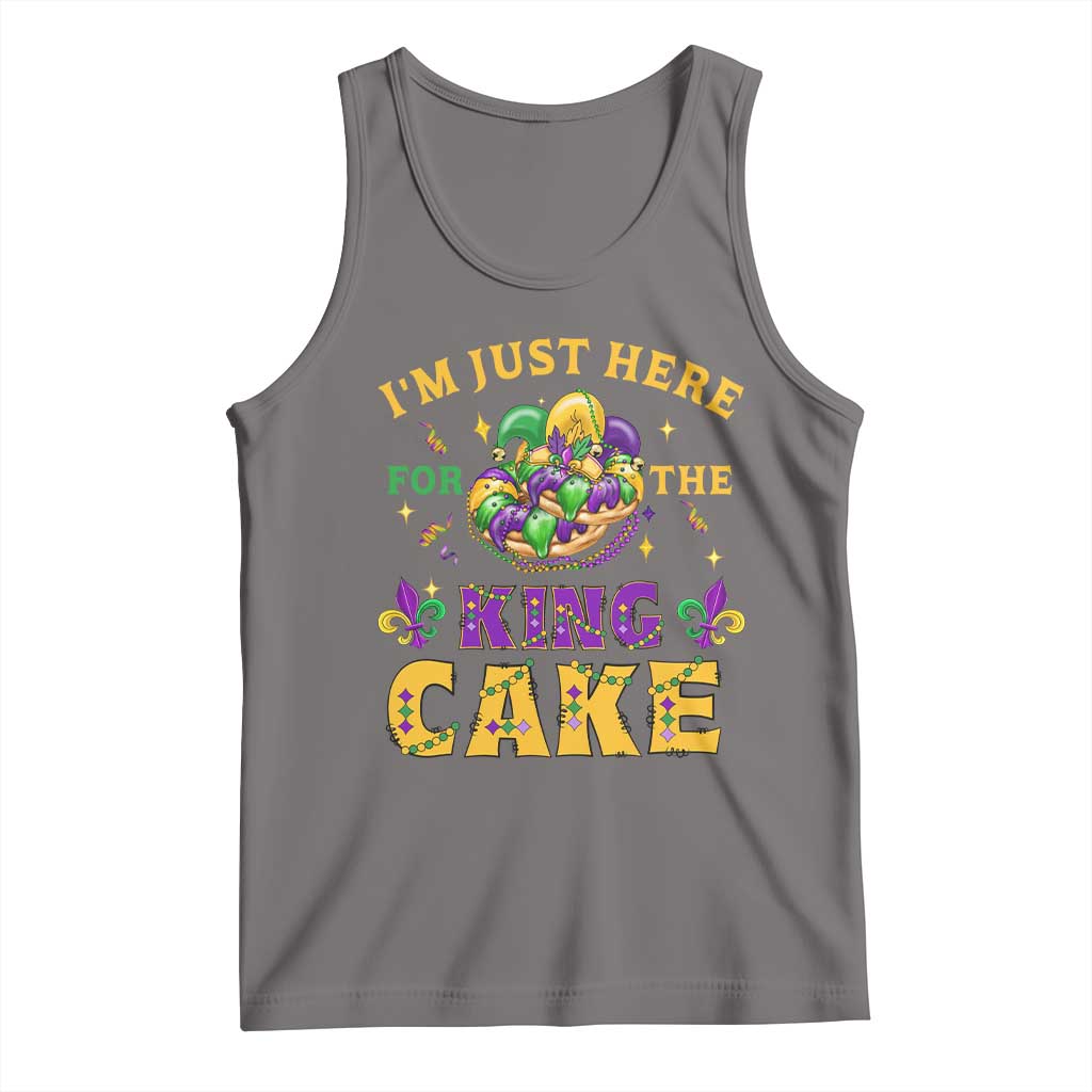 Funny Mardi Gras Tank Top I'm Just Here For The King Cake TS09 Deep Heather Print Your Wear