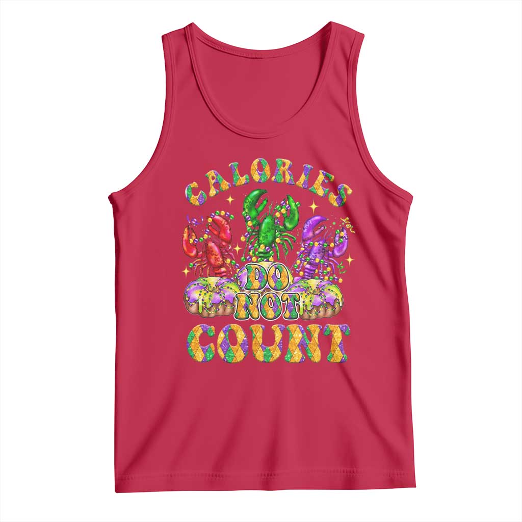Funny Mardi Gras Tank Top King Cake Calories Dont Count TS09 Red Print Your Wear