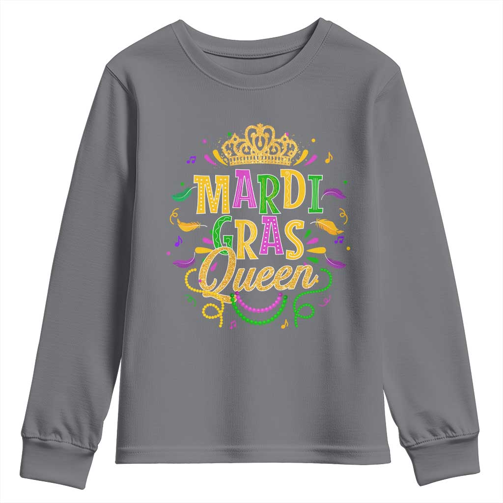 Mardi Gras Queen Youth Sweatshirt Parade Party Fat Tuesday New Orleans TS09 Charcoal Print Your Wear
