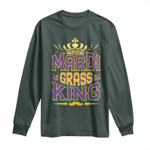 Mardi Gras King Long Sleeve Shirt Parade Party Fat Tuesday New Orleans TS09 Dark Forest Green Print Your Wear