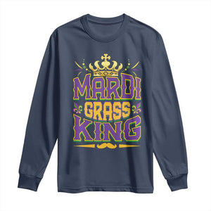 Mardi Gras King Long Sleeve Shirt Parade Party Fat Tuesday New Orleans TS09 Navy Print Your Wear