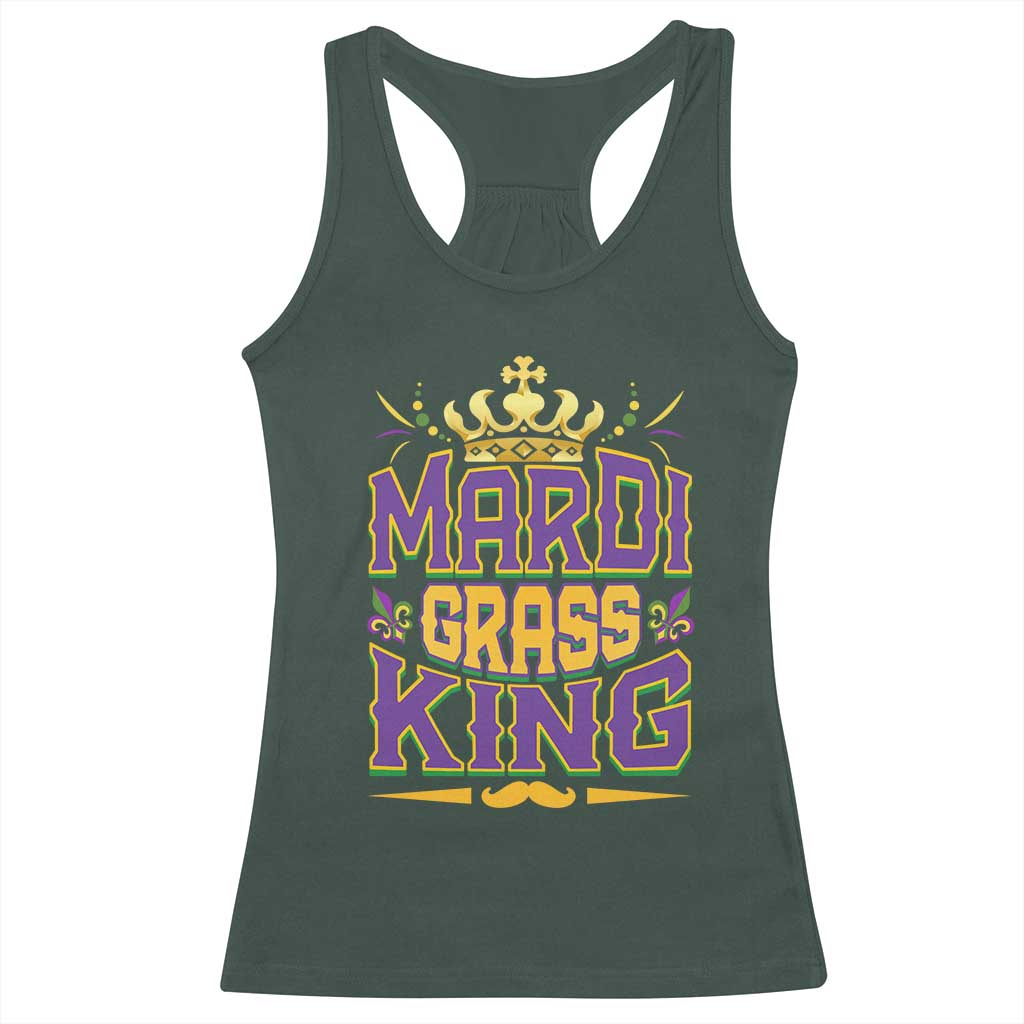 Mardi Gras King Racerback Tank Top Parade Party Fat Tuesday New Orleans TS09 Dark Forest Green Print Your Wear