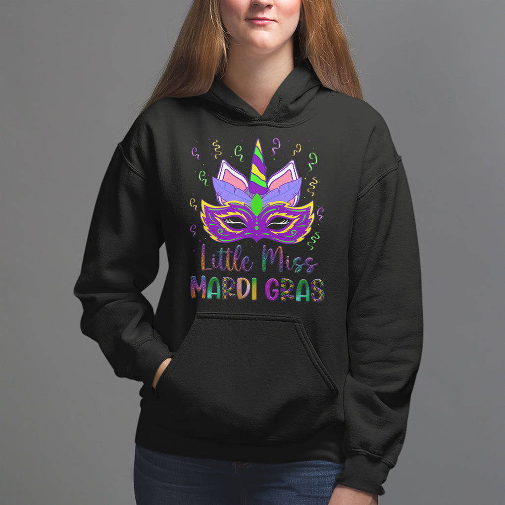 Mardi Gras Hoodie Little Miss Unicorn Cute Girl Women TS09 Black Printyourwear