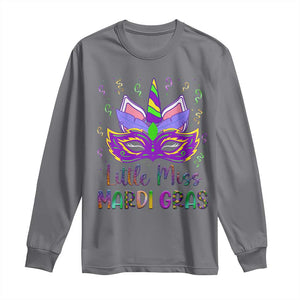 Mardi Gras Long Sleeve Shirt Little Miss Unicorn Cute Girl Women TS09 Charcoal Print Your Wear