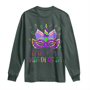 Mardi Gras Long Sleeve Shirt Little Miss Unicorn Cute Girl Women TS09 Dark Forest Green Print Your Wear