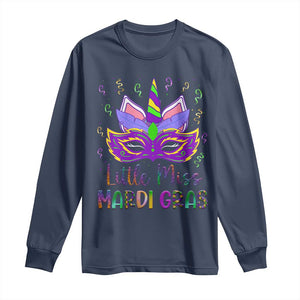 Mardi Gras Long Sleeve Shirt Little Miss Unicorn Cute Girl Women TS09 Navy Print Your Wear