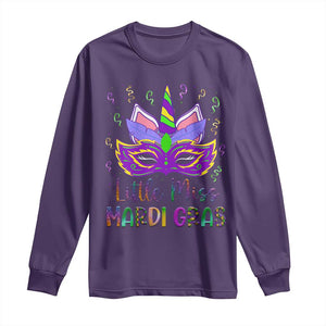 Mardi Gras Long Sleeve Shirt Little Miss Unicorn Cute Girl Women TS09 Purple Print Your Wear