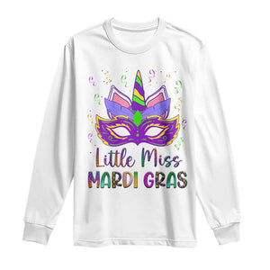 Mardi Gras Long Sleeve Shirt Little Miss Unicorn Cute Girl Women TS09 White Print Your Wear