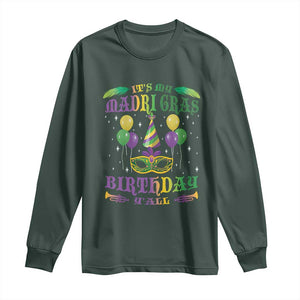 Funny It's My Mardi Gras Birthday Y'all Long Sleeve Shirt TS09 Dark Forest Green Print Your Wear