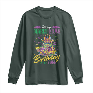 It's My Mardi Gras Birthday Y'all Funny Long Sleeve Shirt TS09 Dark Forest Green Print Your Wear