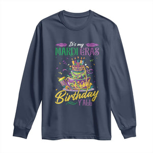 It's My Mardi Gras Birthday Y'all Funny Long Sleeve Shirt TS09 Navy Print Your Wear