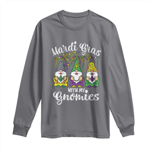 Mardi Gras With My Gnomies Funny Gnomes Squad Long Sleeve Shirt TS09 Charcoal Print Your Wear