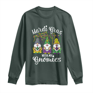 Mardi Gras With My Gnomies Funny Gnomes Squad Long Sleeve Shirt TS09 Dark Forest Green Print Your Wear