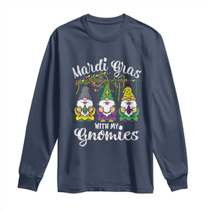 Mardi Gras With My Gnomies Funny Gnomes Squad Long Sleeve Shirt TS09 Navy Print Your Wear