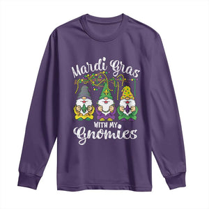 Mardi Gras With My Gnomies Funny Gnomes Squad Long Sleeve Shirt TS09 Purple Print Your Wear