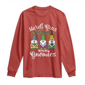 Mardi Gras With My Gnomies Funny Gnomes Squad Long Sleeve Shirt TS09 Red Print Your Wear