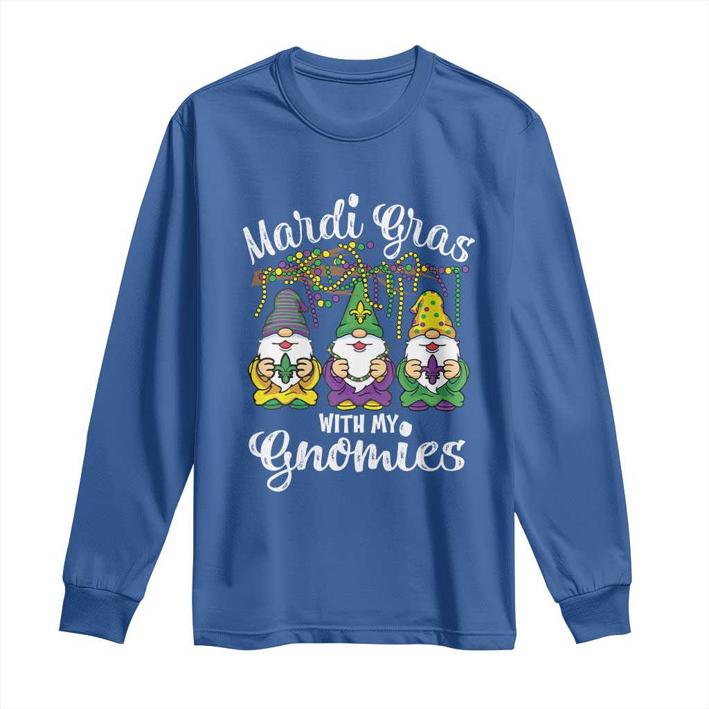 Mardi Gras With My Gnomies Funny Gnomes Squad Long Sleeve Shirt TS09 Royal Blue Print Your Wear