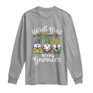 Mardi Gras With My Gnomies Funny Gnomes Squad Long Sleeve Shirt TS09 Sport Gray Print Your Wear