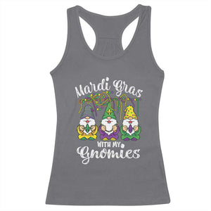 Mardi Gras With My Gnomies Funny Gnomes Squad Racerback Tank Top TS09 Charcoal Print Your Wear