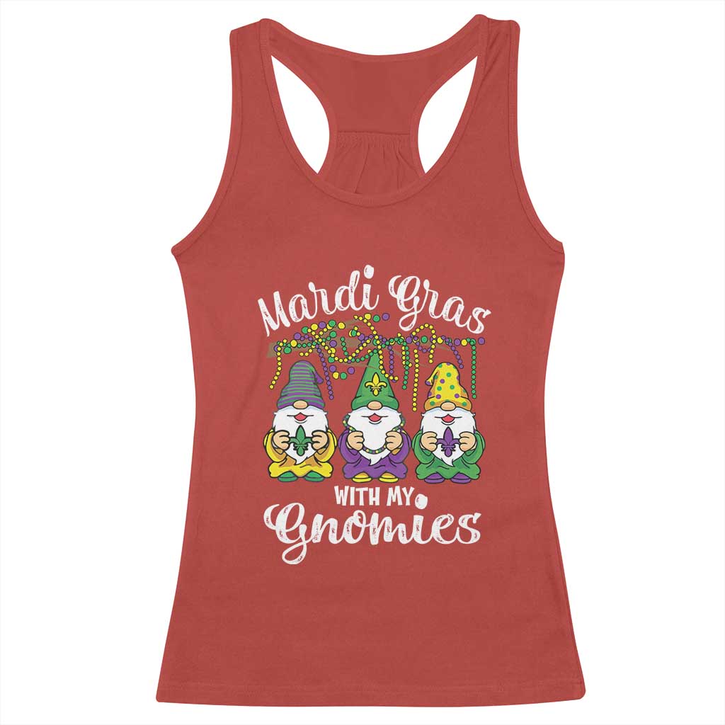 Mardi Gras With My Gnomies Funny Gnomes Squad Racerback Tank Top TS09 Red Print Your Wear