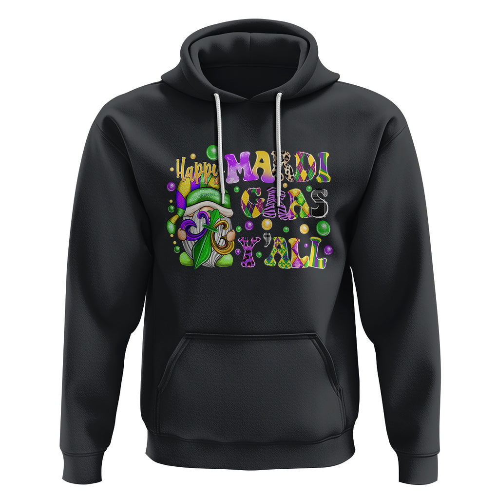 Happy Mardi Gras Y'all Cute Gnome Fat Tuesday Hoodie TS09 Black Printyourwear