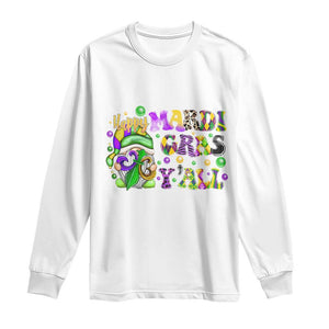 Happy Mardi Gras Y'all Cute Gnome Fat Tuesday Long Sleeve Shirt TS09 White Print Your Wear