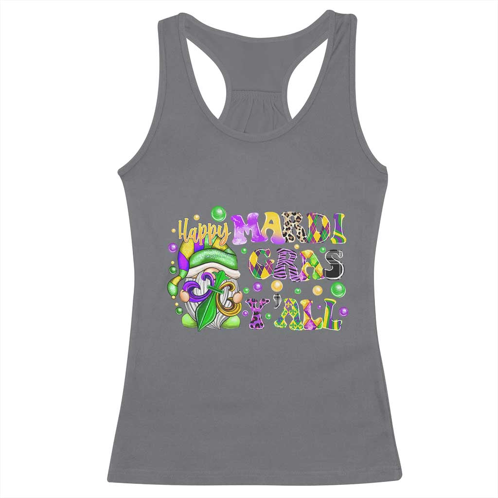 Happy Mardi Gras Y'all Cute Gnome Fat Tuesday Racerback Tank Top TS09 Charcoal Print Your Wear