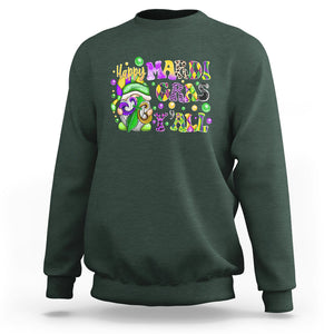 Happy Mardi Gras Y'all Cute Gnome Fat Tuesday Sweatshirt TS09 Dark Forest Green Printyourwear