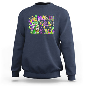Happy Mardi Gras Y'all Cute Gnome Fat Tuesday Sweatshirt TS09 Navy Printyourwear
