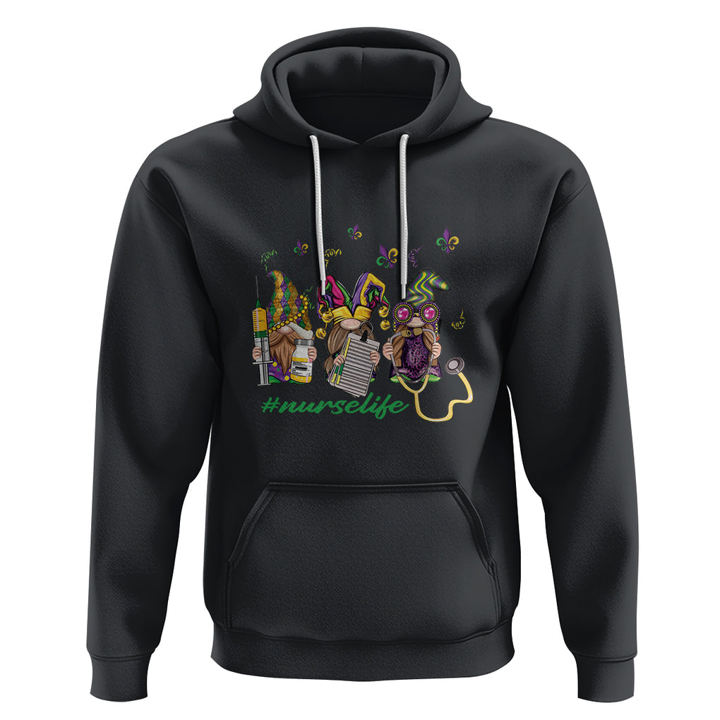 Mardi Gras Hoodie Jester Gnomes Nurse RN ICU NICU ER Scrub TS09 Black Printyourwear