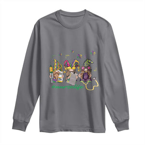 Mardi Gras Long Sleeve Shirt Jester Gnomes Nurse RN ICU NICU ER Scrub TS09 Charcoal Print Your Wear