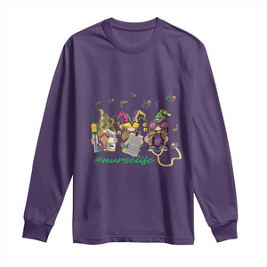 Mardi Gras Long Sleeve Shirt Jester Gnomes Nurse RN ICU NICU ER Scrub TS09 Purple Print Your Wear