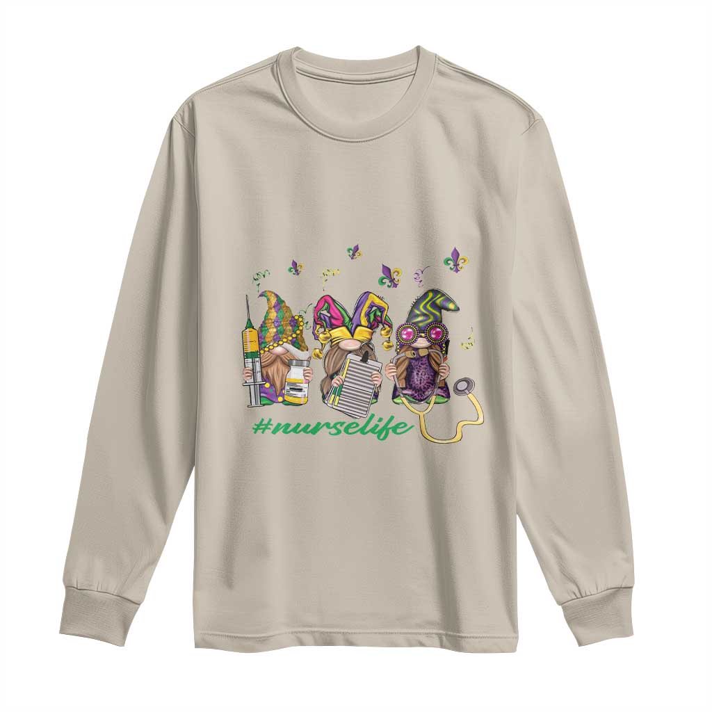 Mardi Gras Long Sleeve Shirt Jester Gnomes Nurse RN ICU NICU ER Scrub TS09 Sand Print Your Wear