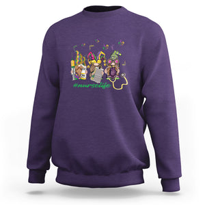 Mardi Gras Sweatshirt Jester Gnomes Nurse RN ICU NICU ER Scrub TS09 Purple Printyourwear