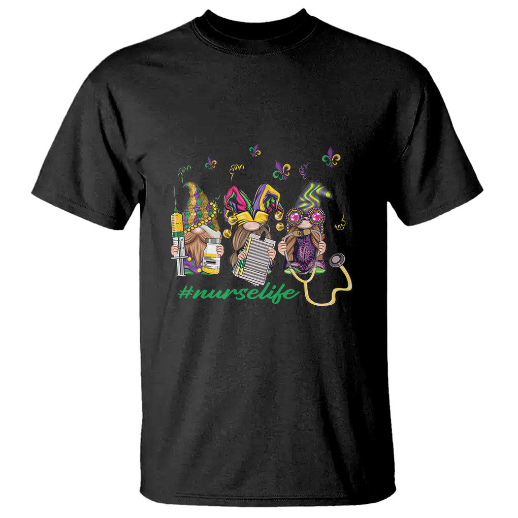 Mardi Gras T Shirt Jester Gnomes Nurse RN ICU NICU ER Scrub TS09 Black Printyourwear