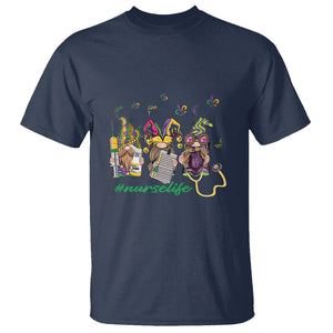 Mardi Gras T Shirt Jester Gnomes Nurse RN ICU NICU ER Scrub TS09 Navy Printyourwear